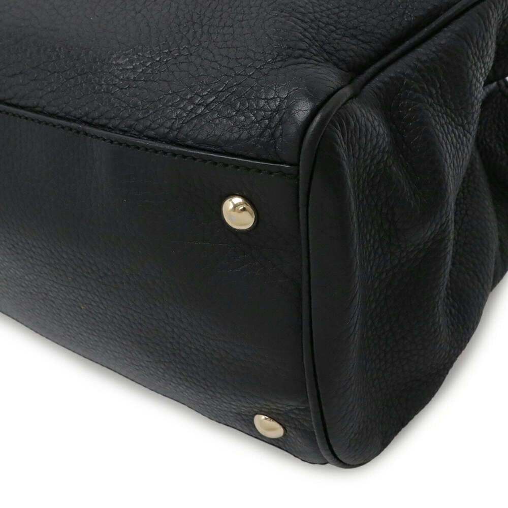 GUCCI Authentic Black Leather Bamboo Shoulder Bag - Picture 4 of 10